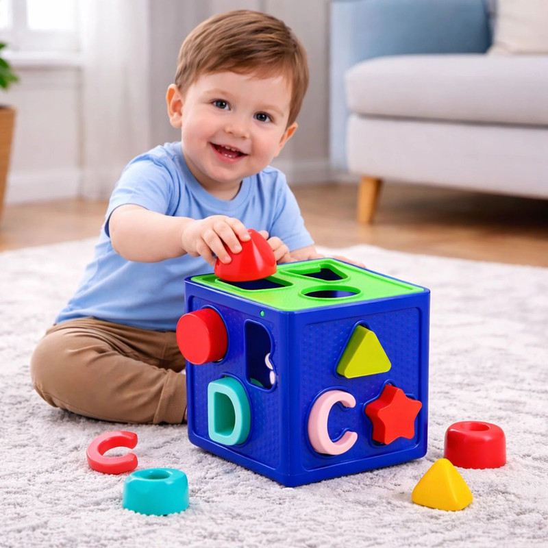TOOBIL shape sorter cube Geometrics Shape Blocks Educational Learning Toys (Multicolor)(Multicolor)