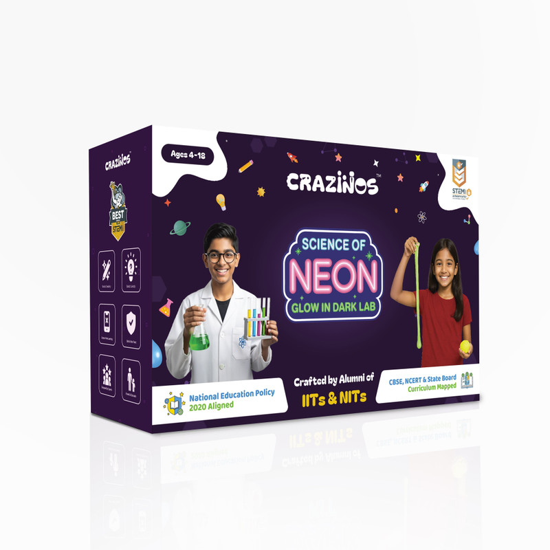 Crazinos Science of Neon Glow in Dark Lab Kit | Diy Experiments | Gift for Boy and Girls(Multicolor)