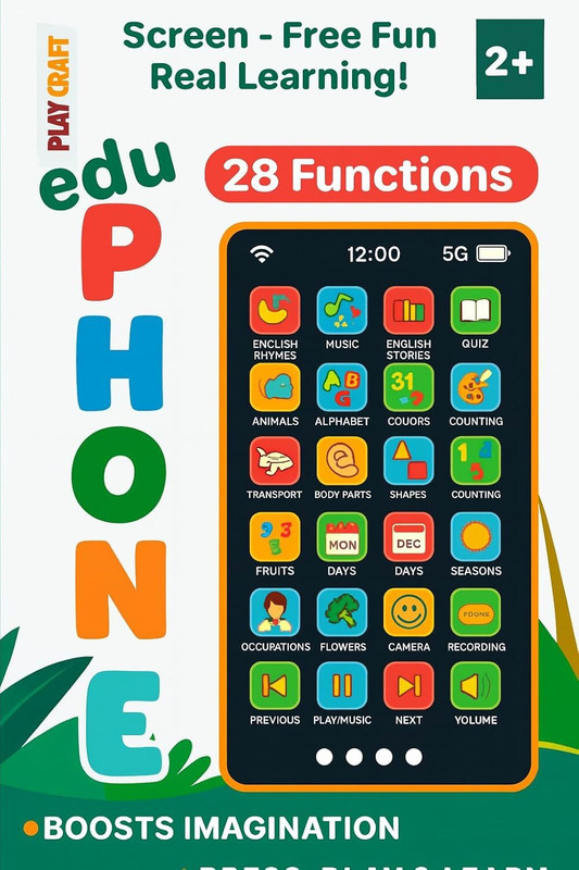 Gift Collection Edu Phone Smart Learning Toy – 28 Function Rechargeable Musical Mobile for Kids(Multicolor)