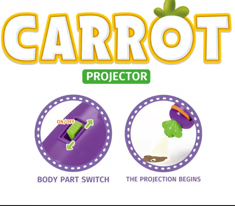 AISHITA ENTERPRISES CARROT PROJECTOR FLASH LIGHT 2IN1 [24 IMAGES FOR KIDS](Multicolor)