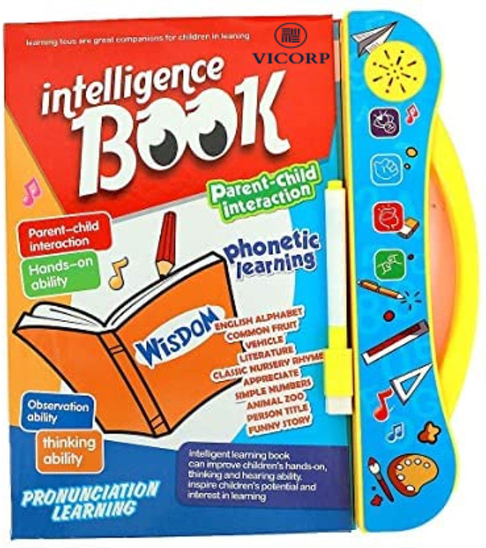 Vicorp Intelligence Book Sound Book for Children, English Letters & Words Learning(Yellow, Blue)