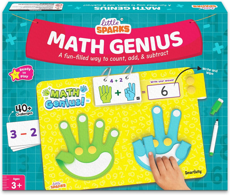 Smartivity Math Genius Toy for Kids 3+ | 40+ Fun Challenges | Learn Counting & Basic Math(Multicolor)