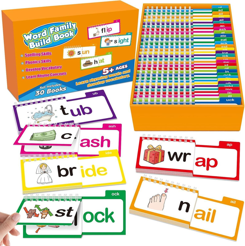 Smitex Phonics Flash Cards Word Family Build Book(Multicolor)