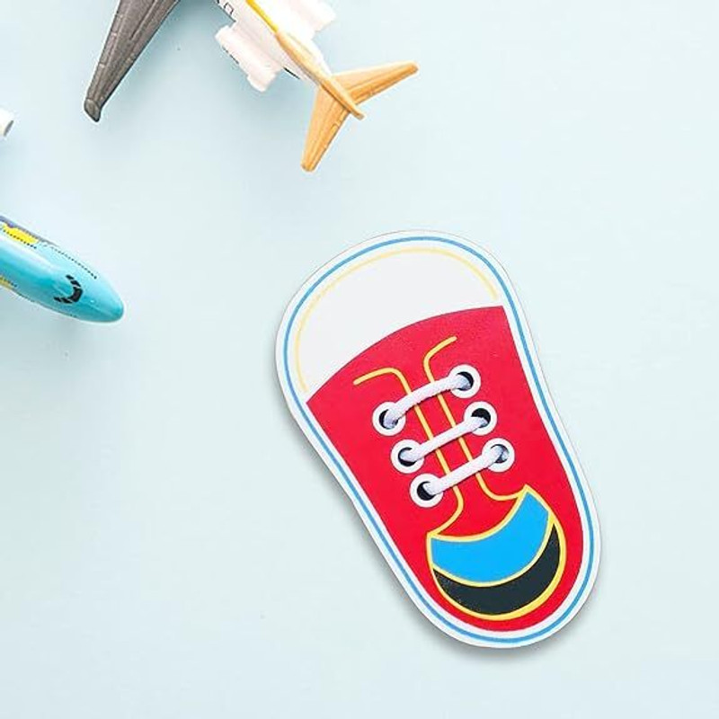 Childgossip Wooden Shape Lacing Toy help to Teach Kids How to Tie Shoelaces(Multicolor)