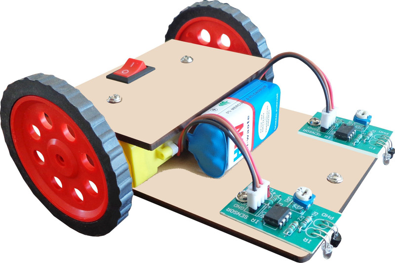 Kit4Curious Line tracker following robot with track and project report(Multicolor)