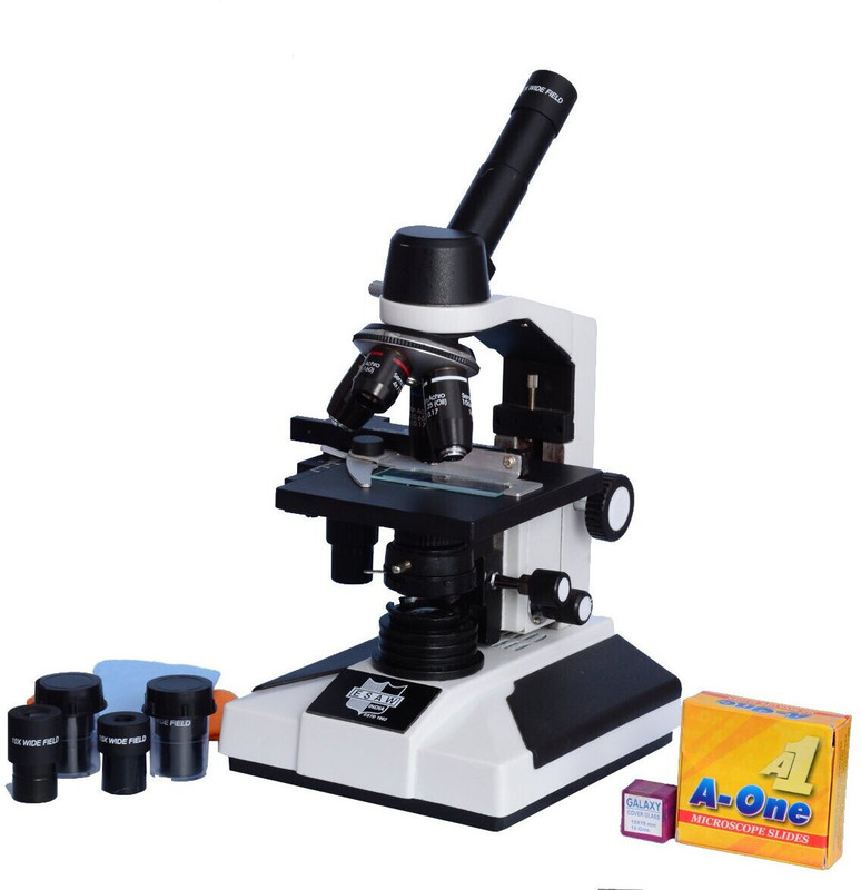 E S A W Monocular Student Microscope With Semi Plan Objectives, 40x-1500x Magnification(White)