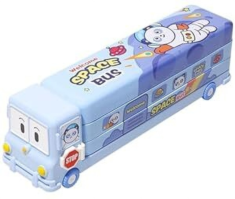 Freedy Cartoon print Geometry Pencil Box for Kids with Moving Tire's & Sharpener Case(Multicolor)