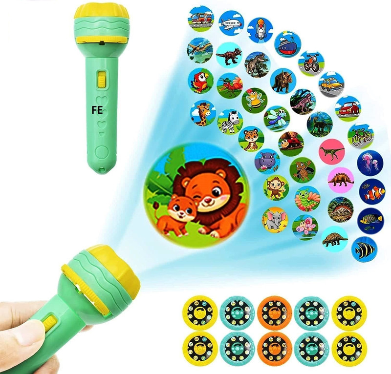 Novelty Enterprises Projector light Torch Kids Story Toy for Toddlers Mini 3 Slides 24 NES010(Multicolor)