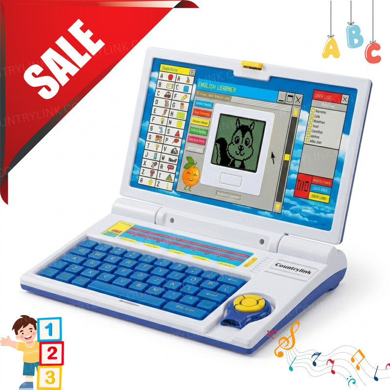 CountryLink Kids Laptop Learning Toy 20 Fun Activities Alphabet Numbers Music Education(Blue)