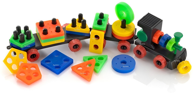 M-Alive Train Toy Shape & Color Recognition Geometric Board Educational Column Puzzle(Multicolor)