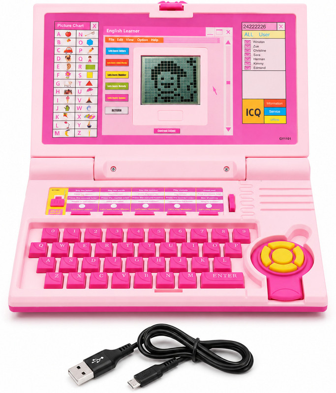 WORLD OF TINY Kids Learning Laptop Toy | Educational Computer with ABC, Numbers and Music(Pink)