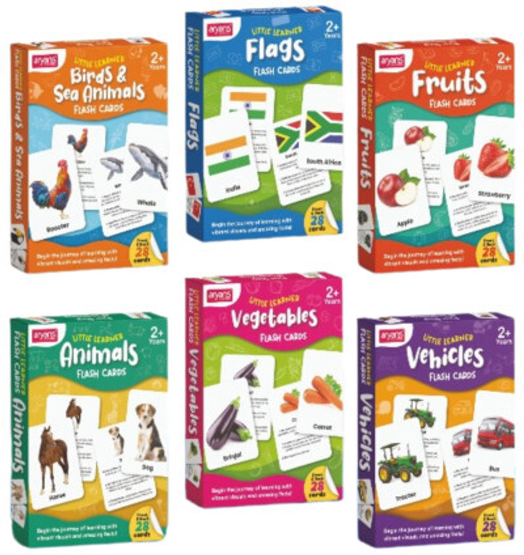 YUIOP - Little Learner Flash Cards - 168 Cards Front & Back - Pack Of 6 - Educational(Multicolor)