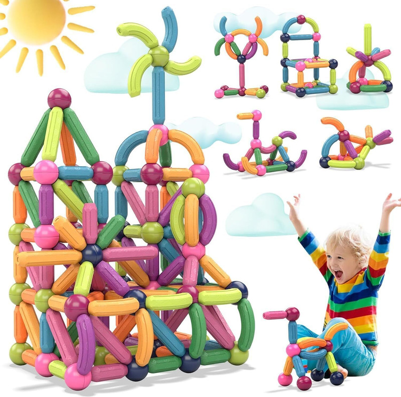Pixel Toys Magnetic Stick and Balls 48 pcs, Educational Learning Toys For Kids(Multicolor)