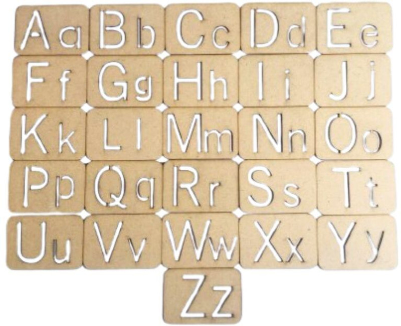 Triaph Wooden Alphabet Tracing Stencils – 26 Pcs Tracing Kit for Kids(Brown)
