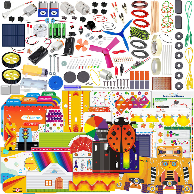 Kit4Curious 245 Experiment Kit-220 DIY Projects+20 Exclusive STEM activities+5 Solar project(Multicolor)