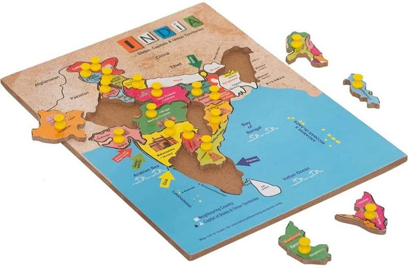 SAFESEED Ultimate Quality Wooden Board/ Indian Map /Board Game/Educational Game(Multicolor)