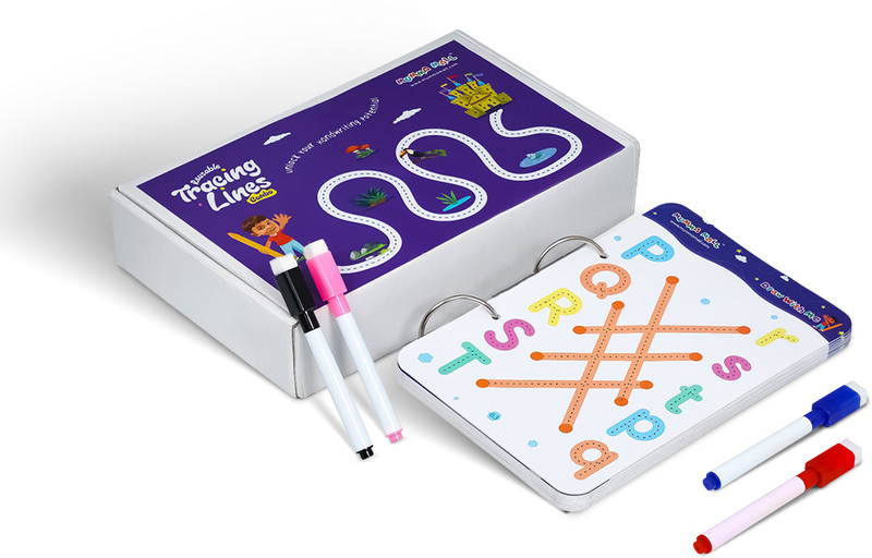 MUMMA MALL Educational Reusable Tracing Lines Combo Handwriting Practice Kit with Markers(Multicolor)