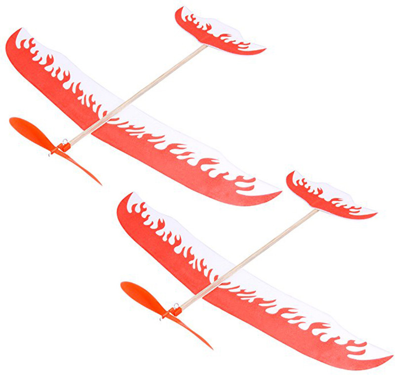 RVM Toys 40cm DIY Educational Physics Rubber Band Airplane Science Learning Toy Set of 2(Multicolor)