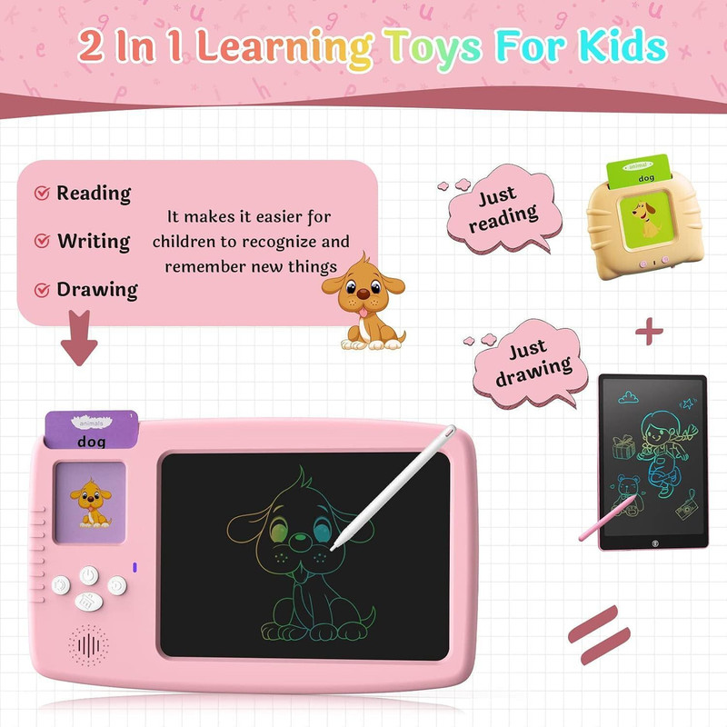 KesariNandan 2 in 1 Talking Flash Card with Writing Tablet, (LCD + CARDS), Best For Gift(Multicolor)