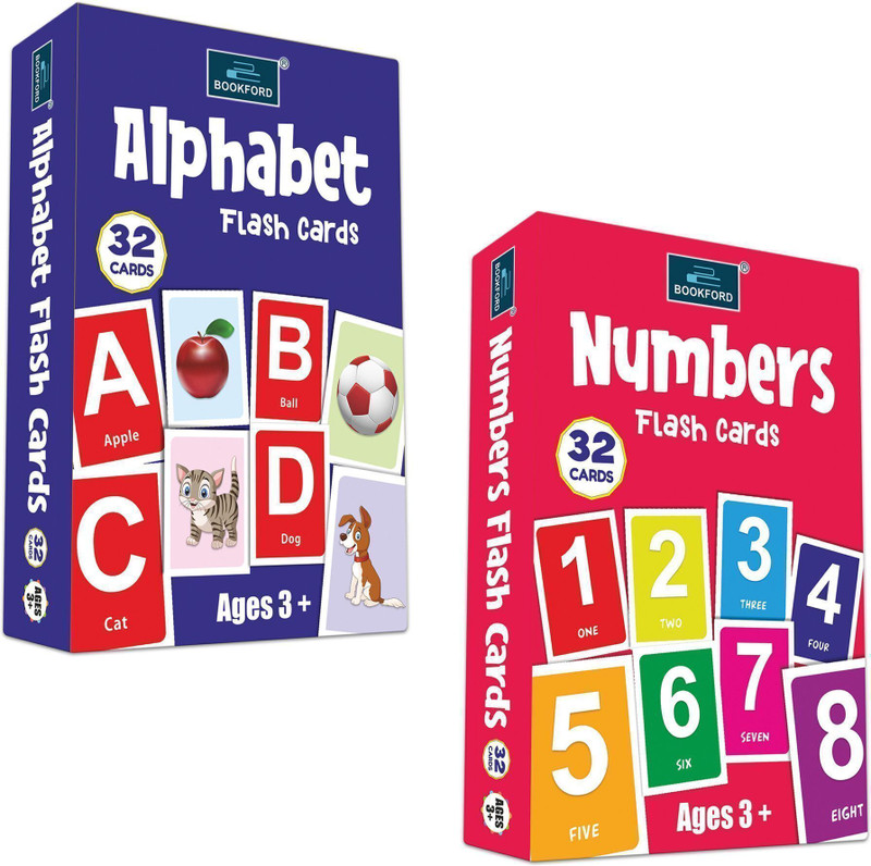 BOOKFORD Alphabet and Numbers Flash Cards (Set of 2) for kids(Multicolor)