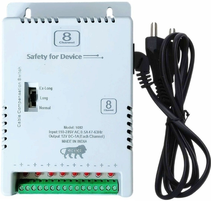 BALRAMA 8 Channel CCTV Camera SMPS Power Supply Adapter 12V 10A 120W AC to DC Converter 10 A Rotary Dimmer(White)