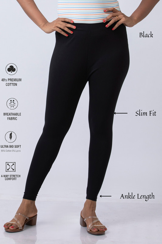 Lady Luxe Ankle Length  Ethnic Wear Legging(Black, Solid)