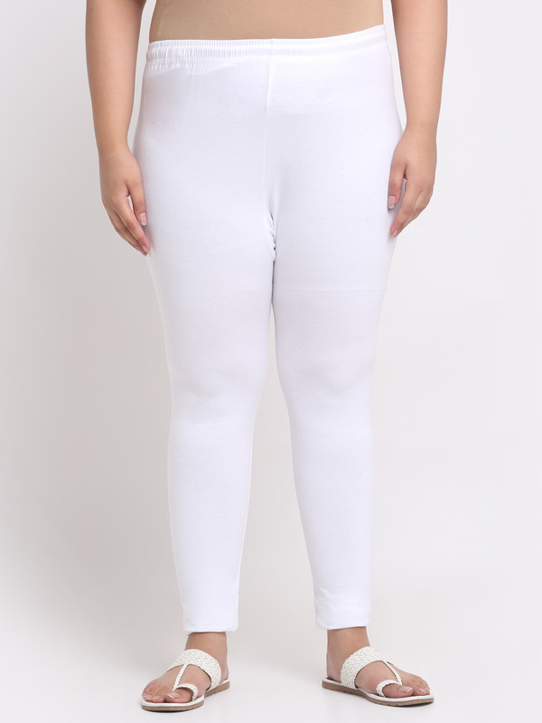 Trend Level Ankle Length Western Wear Legging(White, Solid)