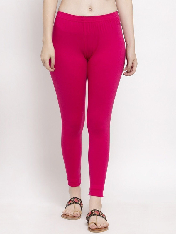 Trend Level Ankle Length  Western Wear Legging(Pink, Solid)