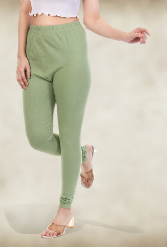 tpf Churidar Length Ethnic Wear Legging(Light Green, Solid)