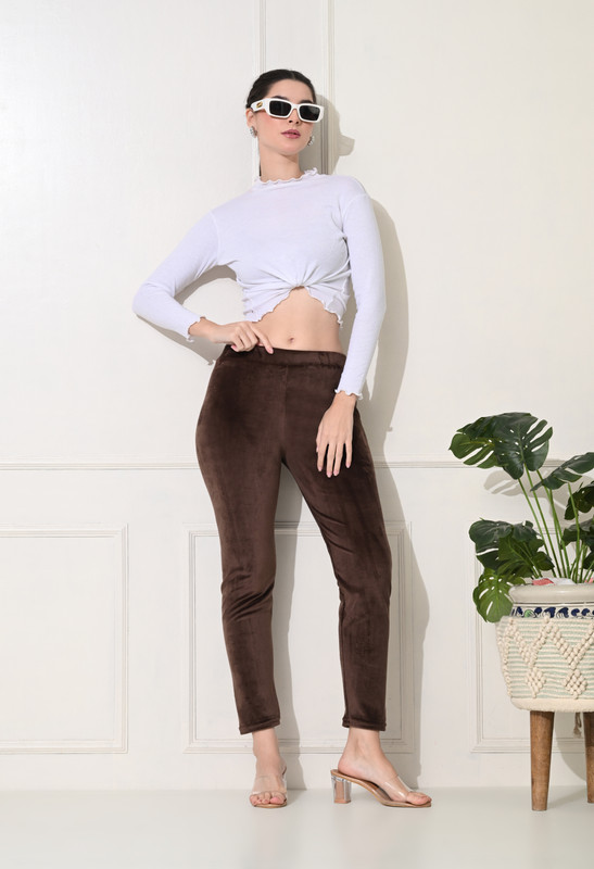 Brainbees Footed  Winter Wear Legging(Brown, Solid)