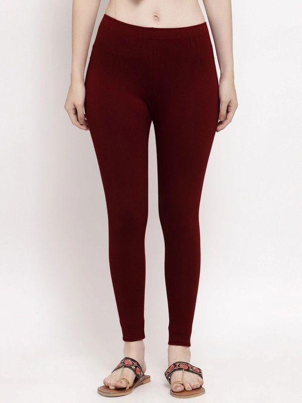 Trend Level Ankle Length  Western Wear Legging(Maroon, Solid)