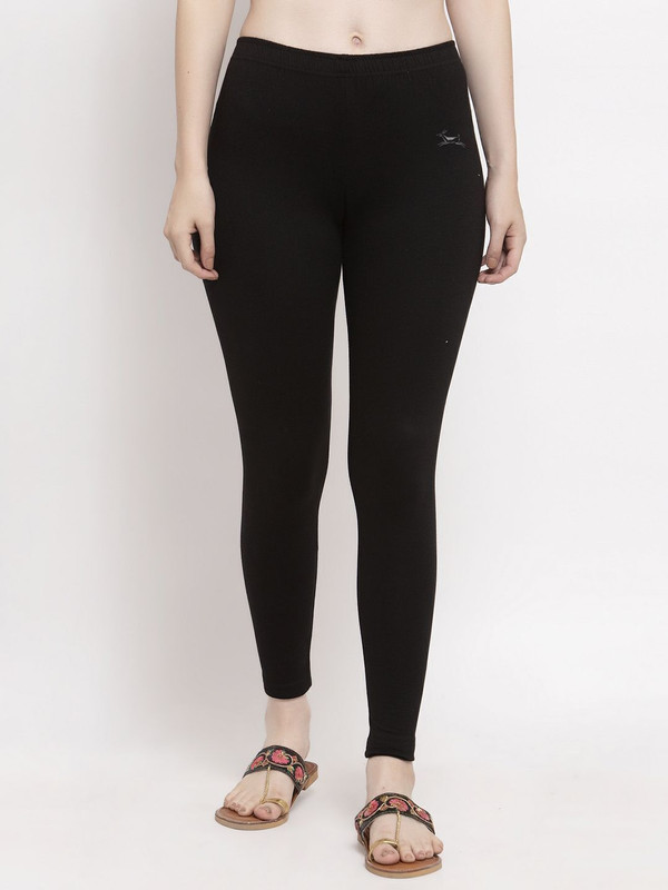 Trend Level Ankle Length  Western Wear Legging(Black, Solid)
