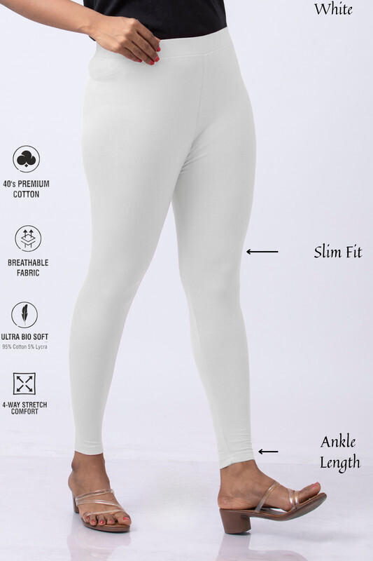 Lady Luxe Ankle Length Ethnic Wear Legging(White, Solid)