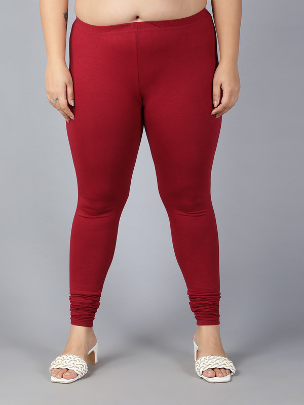 Plus Size Churidar Length Ethnic Wear Legging(Maroon, Solid)