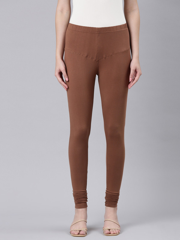 DIXCY SCOTT SLIMZ Churidar Length Western Wear Legging(Brown, Solid)