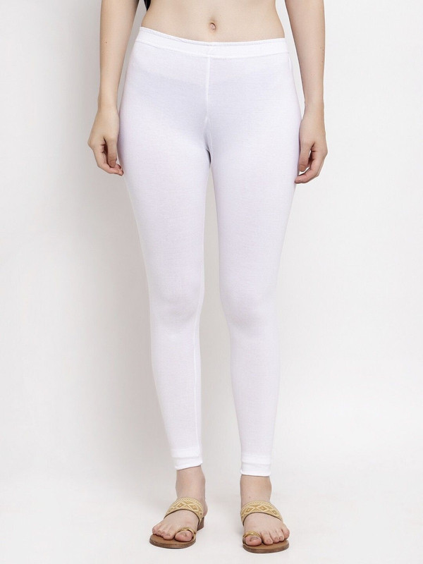 Trend Level Ankle Length  Western Wear Legging(White, Solid)