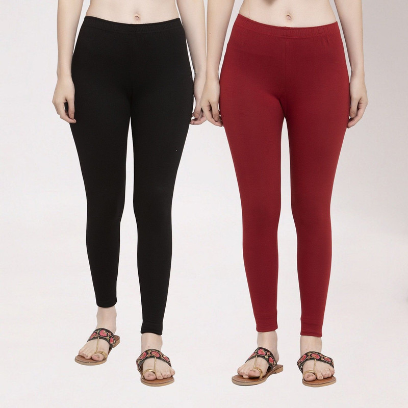 Trend Level Ankle Length Western Wear Legging(Black, Maroon, Solid)