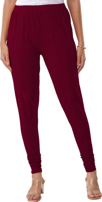 Lyra Churidar Length Ethnic Wear Legging(Maroon, Solid)