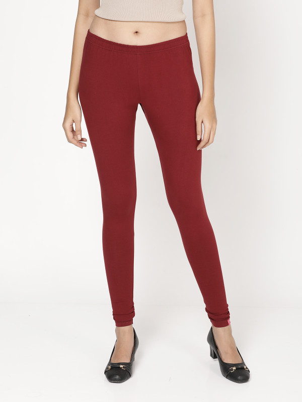 Brilon Churidar  Western Wear Legging(Maroon, Solid)