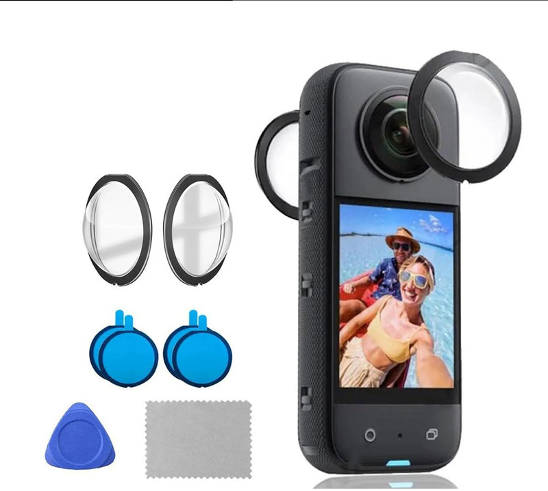 GiftMax Insta 360 X3 Lens 2Pcs Dual Lens Protector Guard Sticky Tempered for  Lens Cap(Transparent, 30.5 mm)