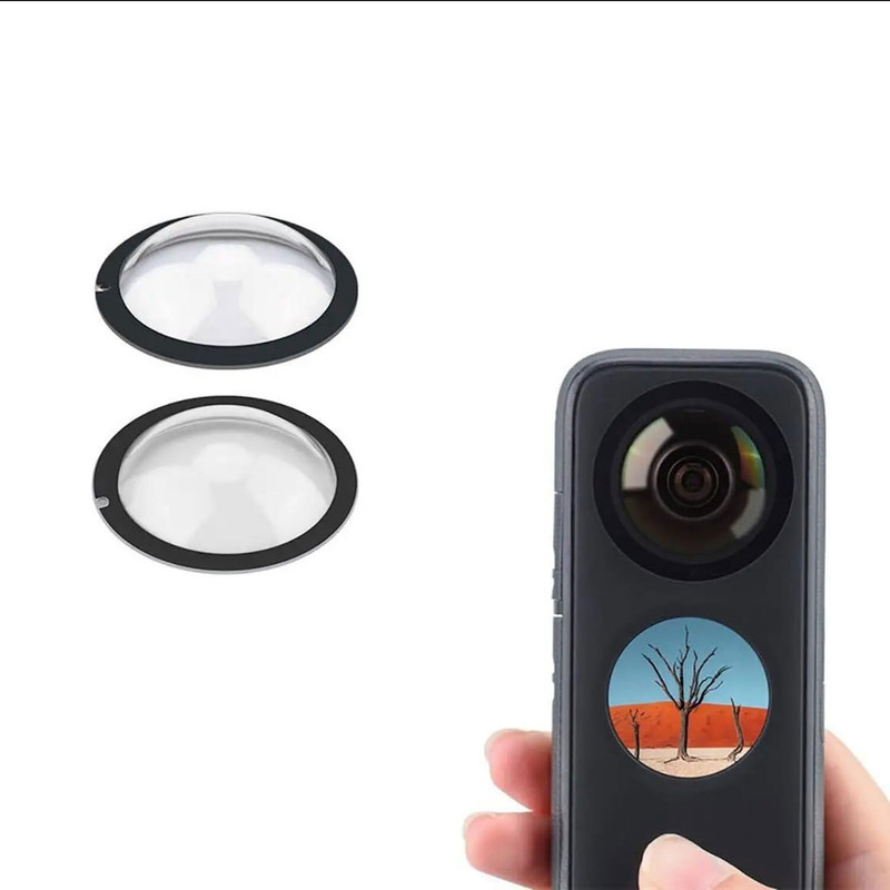 GiftMax Insta 360 X2 Lens 2Pcs Dual Lens Protector Guard Sticky Tempered for Lens Cap(Transparent, 30.5 mm)