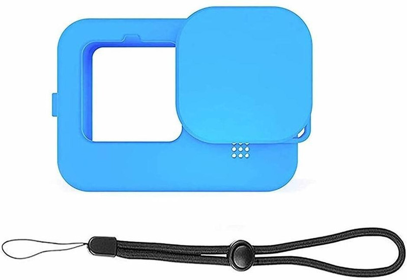 Action Pro Silicon Protective Case with Lanyard and Silicon Cap Compatible with GoPro Hero 9 (Blue)  Lens Cap(Blue)