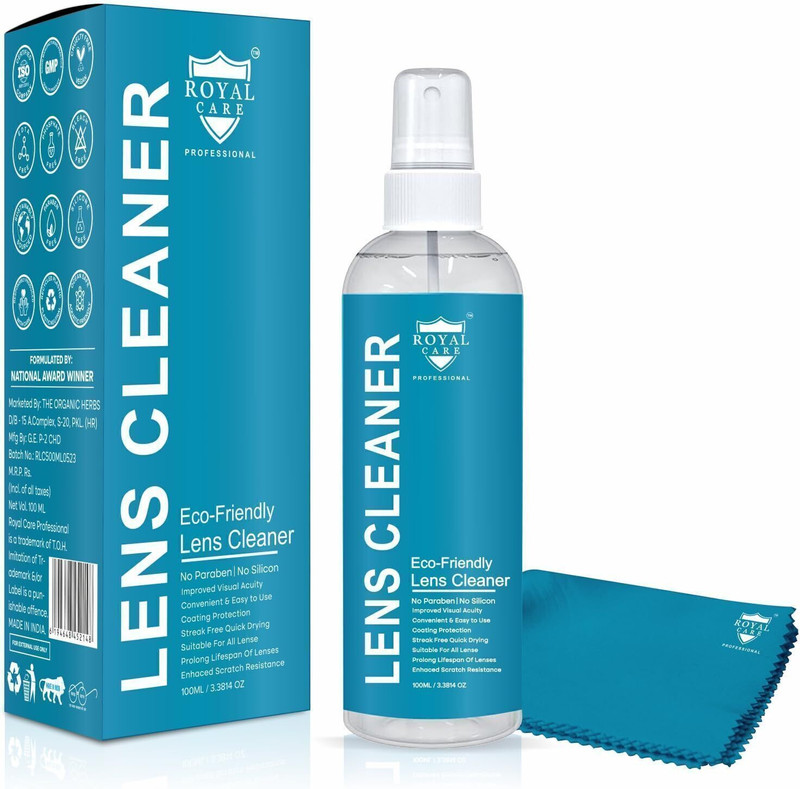 ROYAL CARE PROFESSIONAL Lens Cleaner Spray Kit – Lens Cleaner Spray 100ml with 1 Microfiber Cloths Lens Cleaner(100 ml, 6x5 inch, Pack of 1)