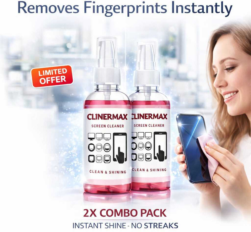 Clinermax Screen Cleaner Combo 2 Pack | Fast Dry Streak-Free Spray multi device cleaning Lens Cleaner(100 ml, Microfiber Cloth Size: 12 cm × 12 cm inch, Pack of 2)