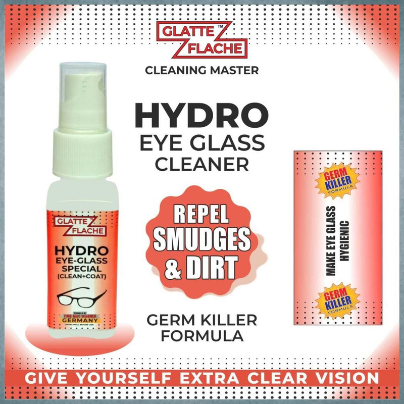 GLATTE FLACHE Hydro Eye Glass Cleaner Spray for Daily Spectacle Lens Lens Cleaner(50 ml, GERMAN HYDRO FORMULA inch, Pack of 1)