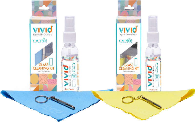 VIVID VividVisionInt® Lens Cleaning 50ML_YELLOW-BLUE CLOTH-SCREW IN BOX-2 Lens Cleaner(50ML_YELLOW-BLUE CLOTH-SCREW IN BOX-2 ml, 6 x 6 inch, Pack of 1)