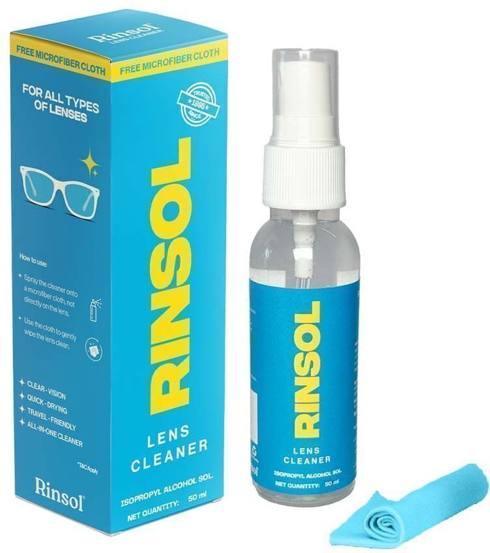 Rinsol Optical & Eyeglass Lens Cleaner Kit | Spray & Soft Microfiber Cloth  Lens Cleaner(50 ml, 4 inch, Pack of 1)