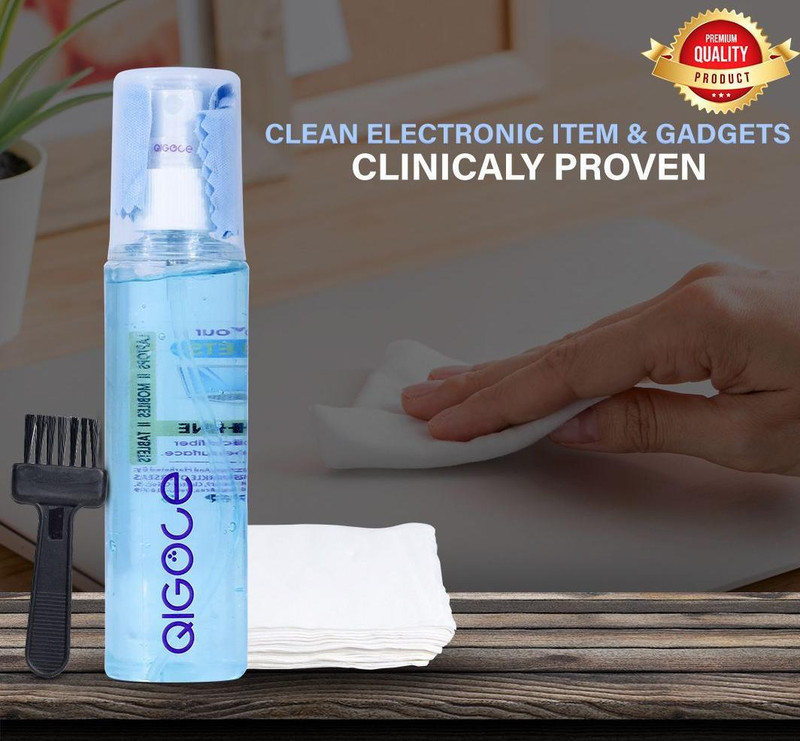 qigole Screen Cleaning Set for Laptops, Monitors with Micro Fibre Cloth and Brush Lens Cleaner(100 ml, 3 inch, Pack of 1)