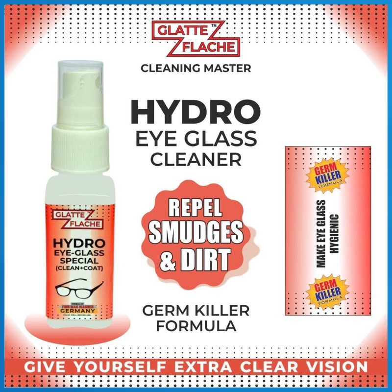 GLATTE FLACHE Eyeglass Cleaning Spray Liquid for Spectacles and Sunglasses  Lens Cleaner(50 ml, GERMAN HYDRO FORMULA inch, Pack of 1)