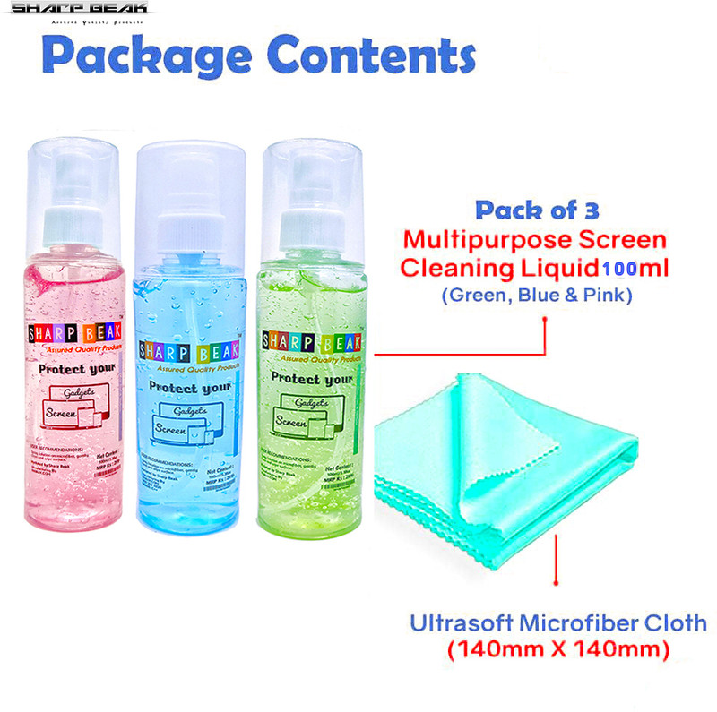 Sharp beak ® Pack of 3 Fragrance Gadget Cleaning Spray Gels with Microfiber Cloths  Lens Cleaner(100 ml, 5.5 inch, Pack of 3)